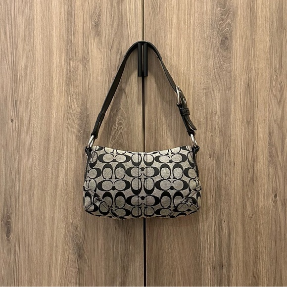 Vintage Y2K Coach 11860 Soho Black Gray Signature Sufflette Shoulder Bag - Picture 4 of 9